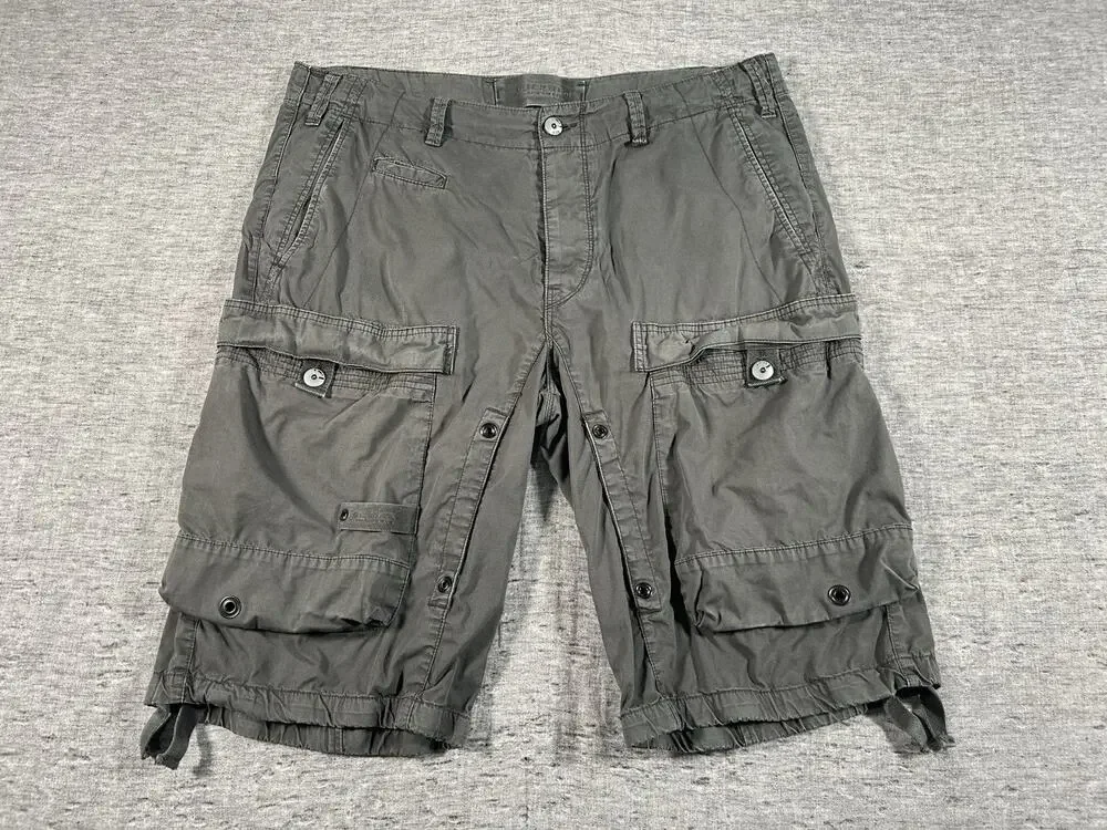 G-Star RAW South Belt Pant 1/2 Cargo Shorts Mens 38x13 Green Cotton Twill